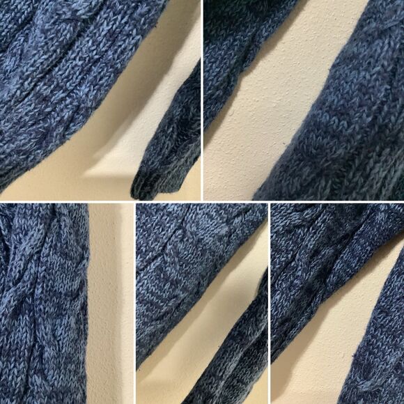 American Weekend Vintage Blue Grandpacore Cable Knit Fisherman Button Sweater S - Picture 6 of 8